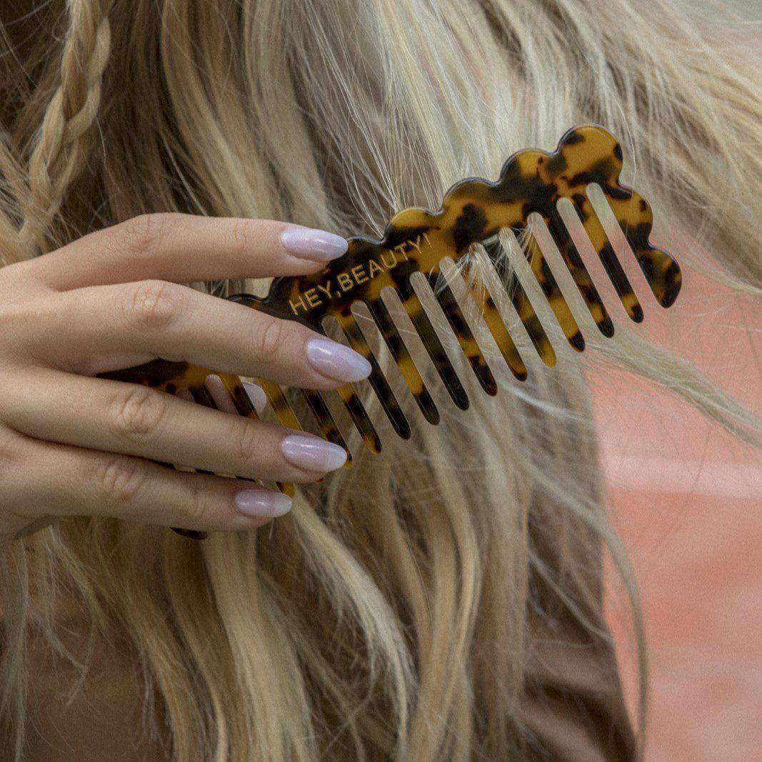 FLOWER COMB in Dark Brown