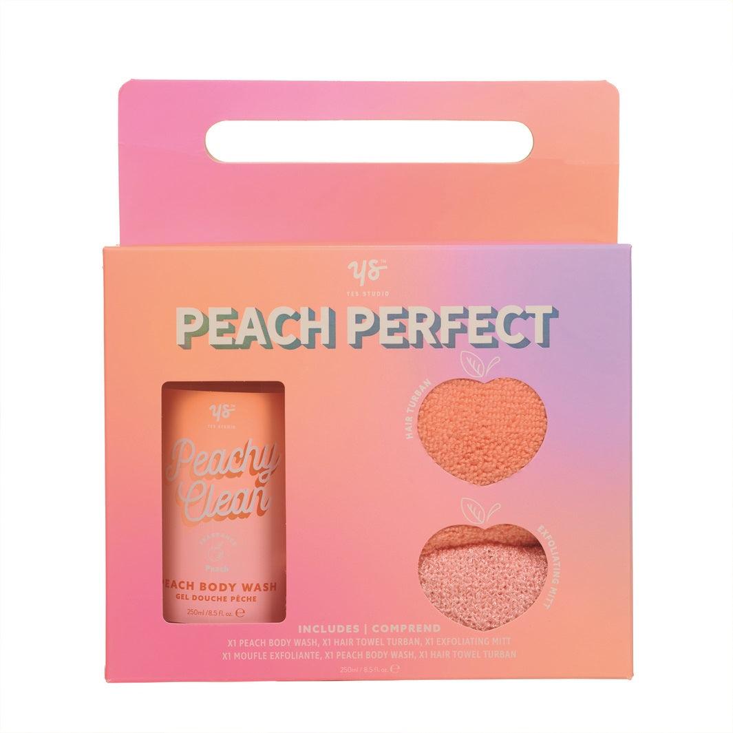 Peachy Multi Gift Set with Shower gel 300ml, exfoliating washcloth, hair turban - By Upper Canada
