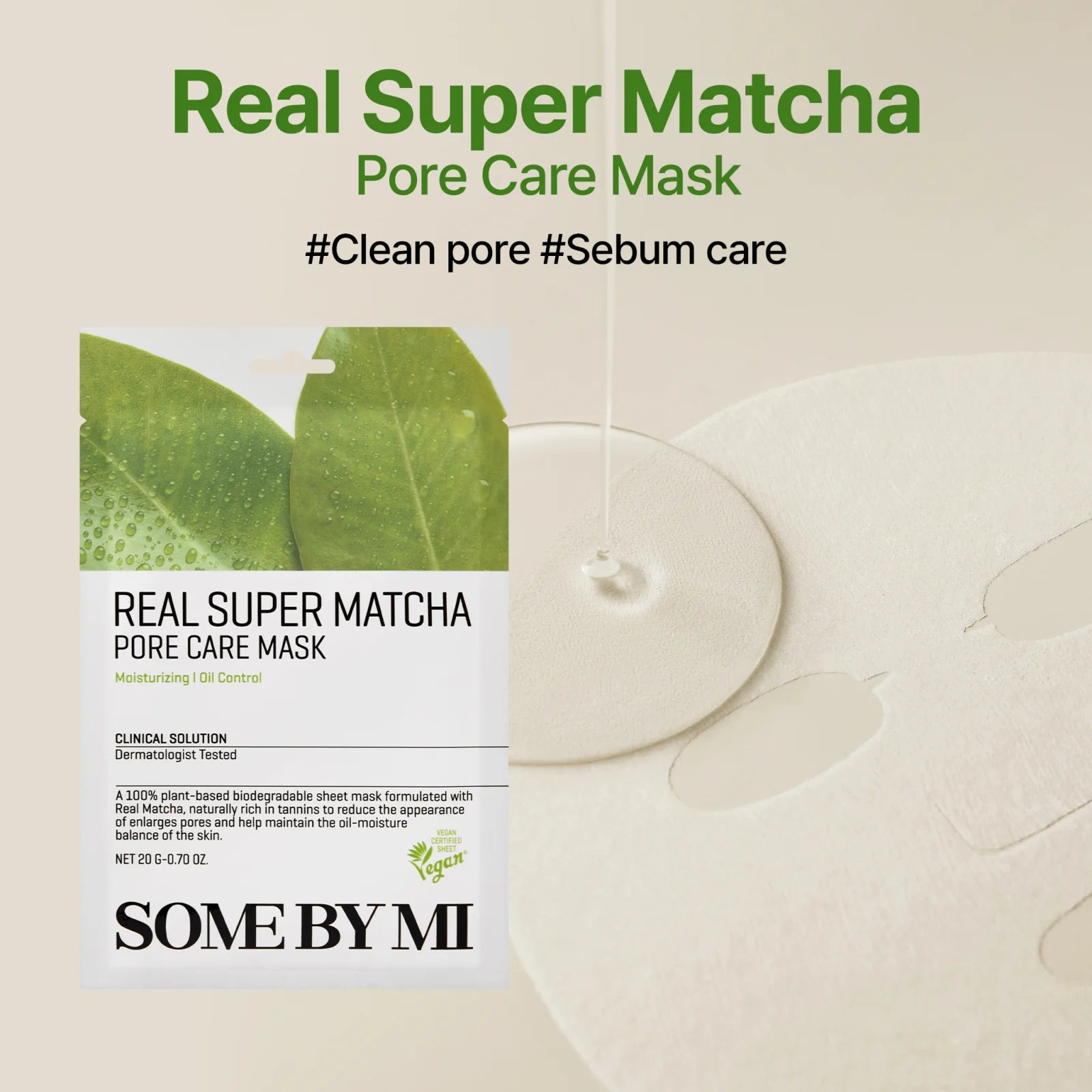 Real Super Matcha Pore Care Mask - Purifying Sheet Mask - 20g